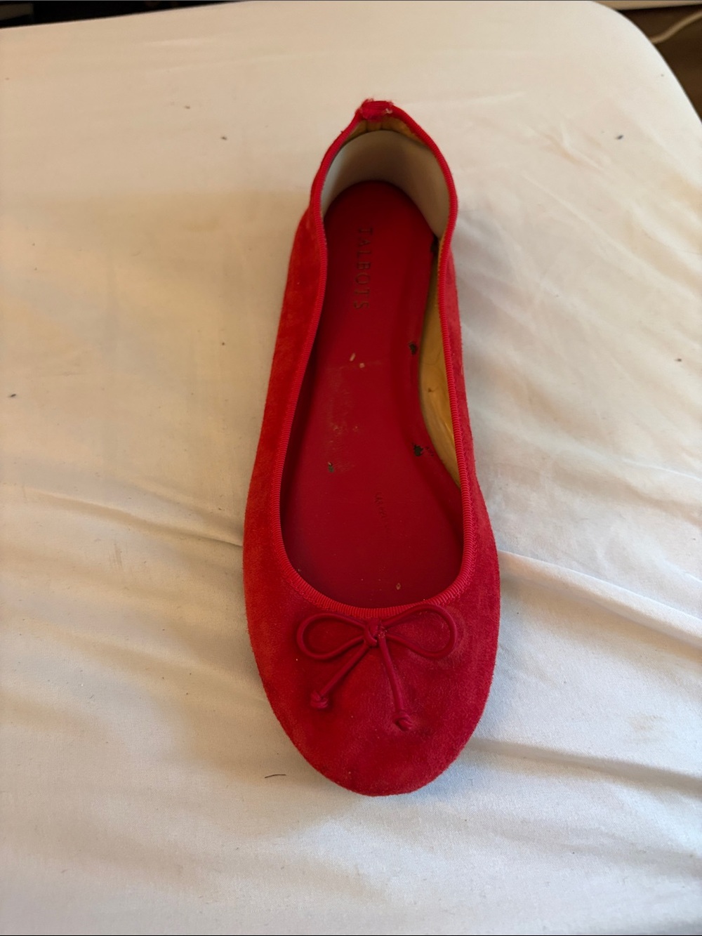 Talbots Red Suede Bow Ballet Flat